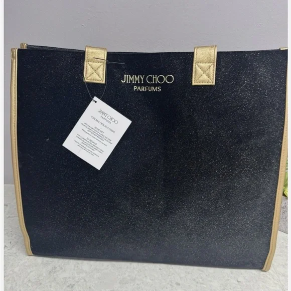 🦋 Jimmy CHOO Perfume Bag NWT Black Velvet Gold Glitter Designer Glam🦋 - Picture 7 of 14